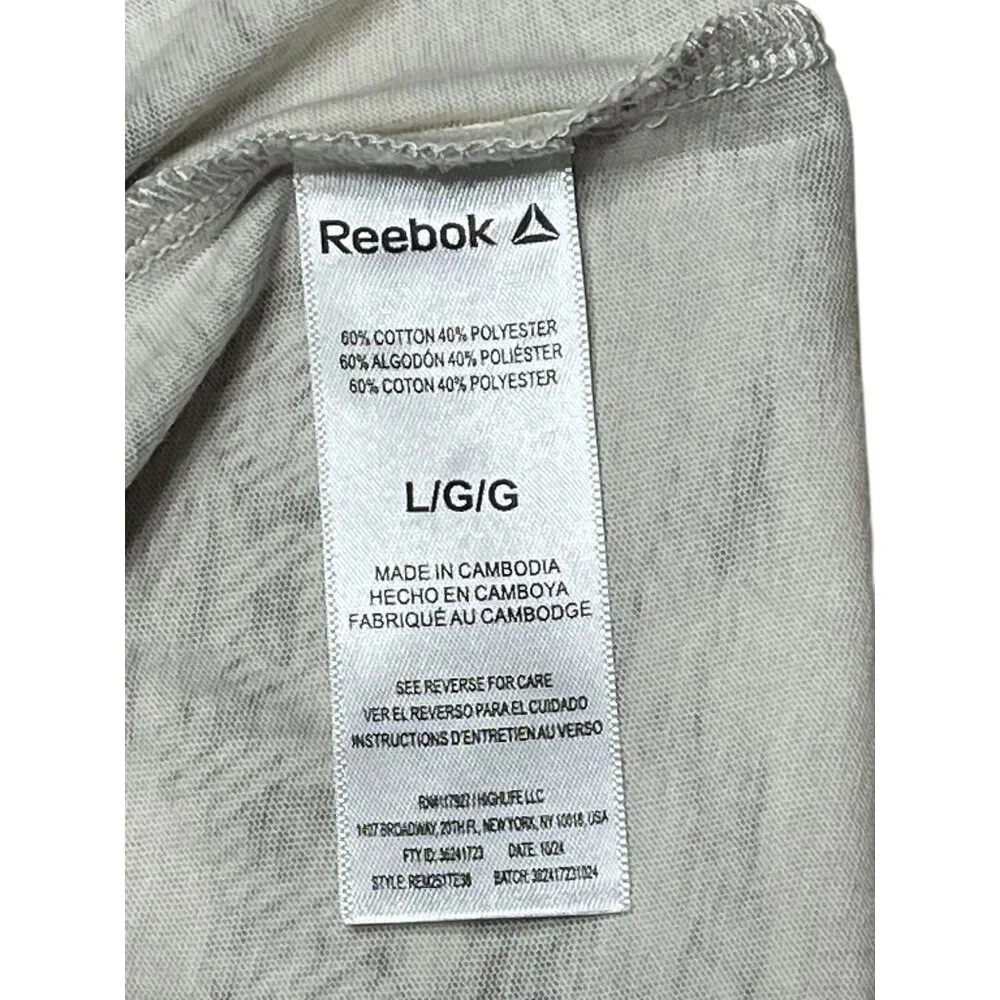 Reebok Mens Classic Graphic T-Shirt Beige/Gray L Cotton‎ Blend